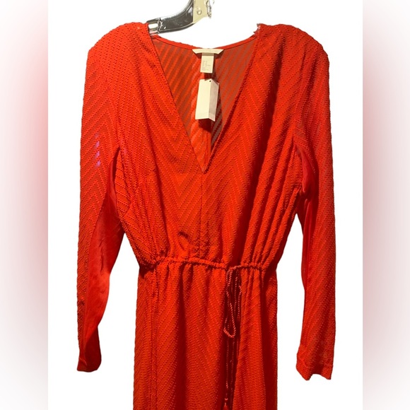 NWT Brilliant Red Sheer Patterned Maxi Dress - Picture 10 of 15